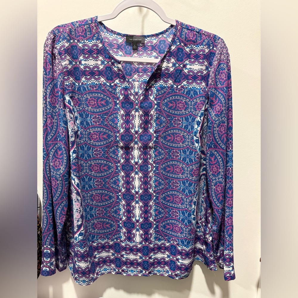 The Limited Blue and Purple Paisley Blouse